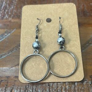 Elegant Gunmetal Circle Drop Earrings